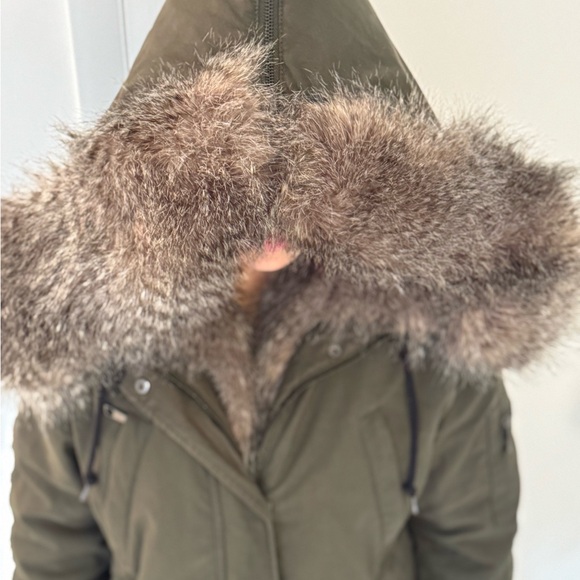 Whistles winter coat in green size M detachable fur hoodie . Zipper &pockets - Picture 6 of 13